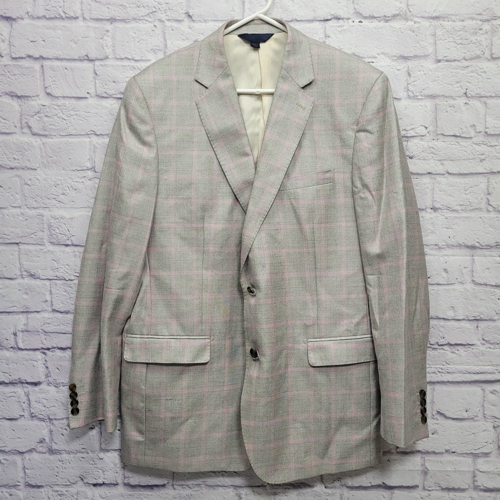 Max Davoli Baroni Silk Wool Blazer Jacket Sz 44L Cessilstrona Italian Windowpane